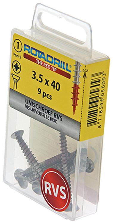 Rotadrill 1039856 - vis universelle vk pzd inox-a2 3,5x40mm (9) | 6 pièces