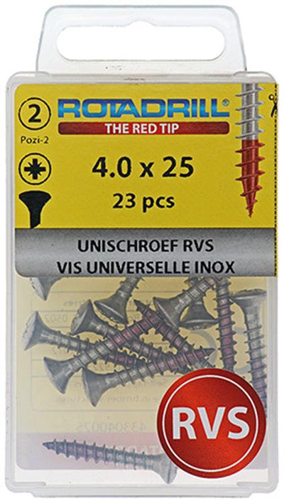 Rotadrill 1039872 - vis universelle lk pzd inox-a2 4,0x25mm (23) | 6 pièces