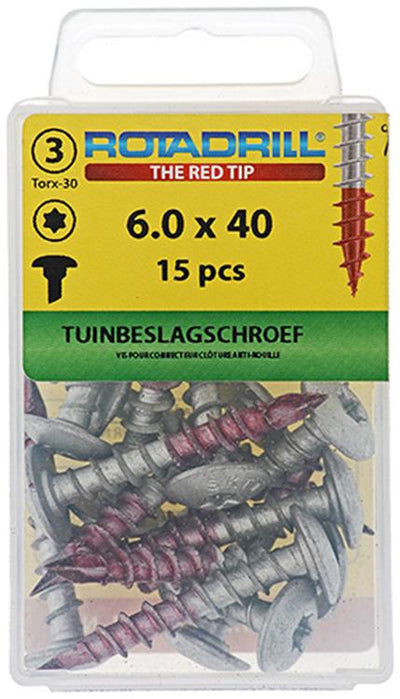 Rotadrill 1039923 - vis de fixation de jardin ar-coating tx 6.0x40mm (15) | 6 pièces