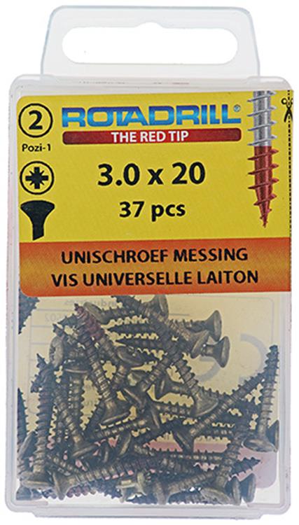 Rotadrill 1039879 - vis universelle laiton lk pzd 3.0x20mm (37) | 6 pièces