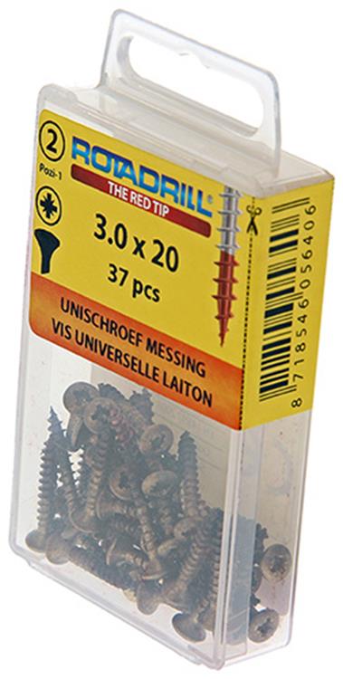 Rotadrill 1039879 - vis universelle laiton lk pzd 3.0x20mm (37) | 6 pièces