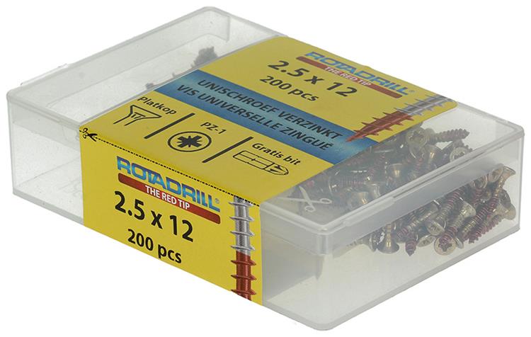 Rotadrill 1039959 - vis universelle vkpzd gl vz 2,5x12 (200) | 4 pièces