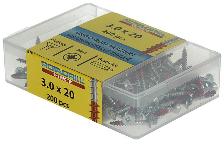 Rotadrill 1039961 - vis universelle vkpzd vz 3.0x20mm (200) | 4 pièces