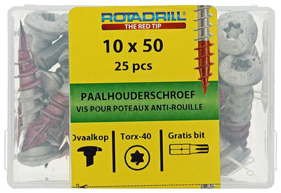 Rotadrill 1040021 - vis porte poteau ar-coating tx 10.0x50mm (25) | 4 pièces