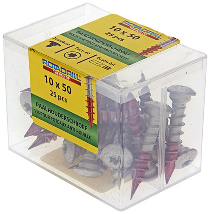 Rotadrill 1040021 - vis porte poteau ar-coating tx 10.0x50mm (25) | 4 pièces