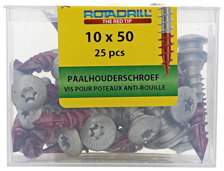 Rotadrill 1040021 - vis porte poteau ar-coating tx 10.0x50mm (25) | 4 pièces