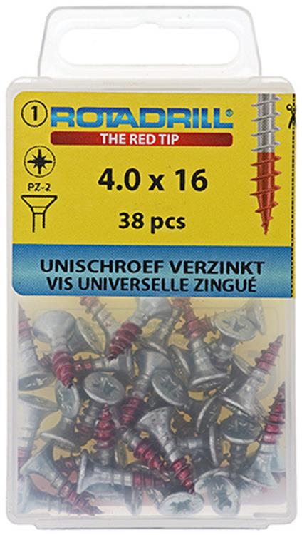 Rotadrill 1039774 - vis universelle vk pzd vz 4.0x16mm (38) | 6 pièces