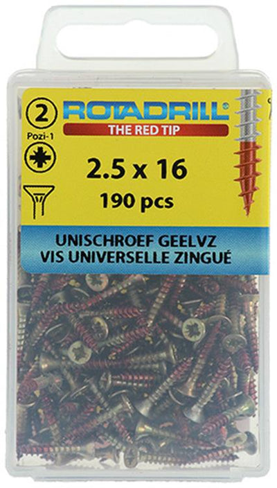 Rotadrill 1039790 - vis universelle vk pzd glvz 2,5x16mm (190) | 6 pièces