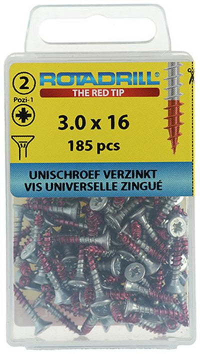 Rotadrill 1039791 - vis universelle vk pzd vz 3.0x16mm (185) | 6 pièces