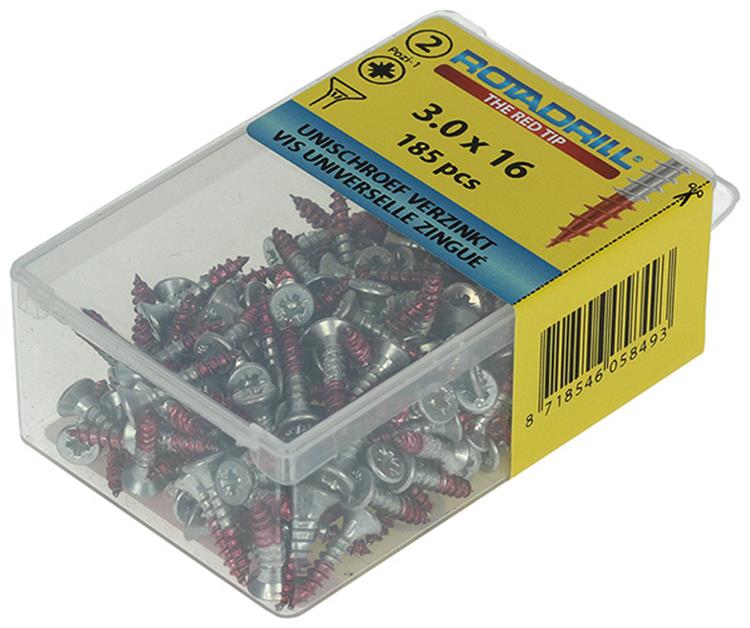 Rotadrill 1039791 - vis universelle vk pzd vz 3.0x16mm (185) | 6 pièces