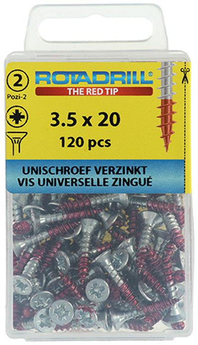 Rotadrill 1039794 - vis universelle vk pzd vz 3,5x20mm (120) | 6 pièces