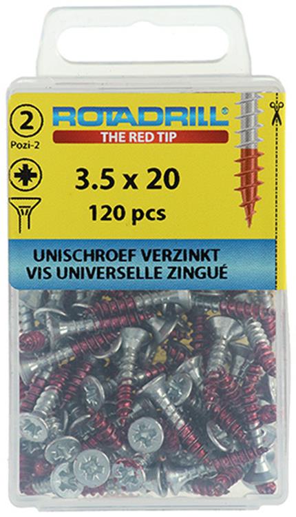 Rotadrill 1039794 - vis universelle vk pzd vz 3,5x20mm (120) | 6 pièces