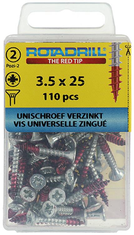 Rotadrill 1039795 - vis universelle vk pzd vz 3,5x25mm (110) | 6 pièces