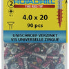 Rotadrill 1039798 - vis universelle vk pzd vz 4,0x20mm (90) | 6 pièces