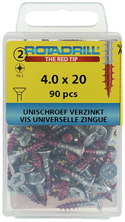 Rotadrill 1039798 - vis universelle vk pzd vz 4,0x20mm (90) | 6 pièces
