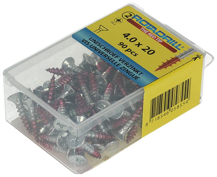 Rotadrill 1039798 - vis universelle vk pzd vz 4,0x20mm (90) | 6 pièces