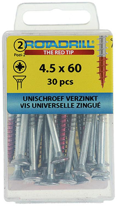 Rotadrill 1039805 - vis universelle vk pzd vz 4,5x60mm (30) | 6 pièces