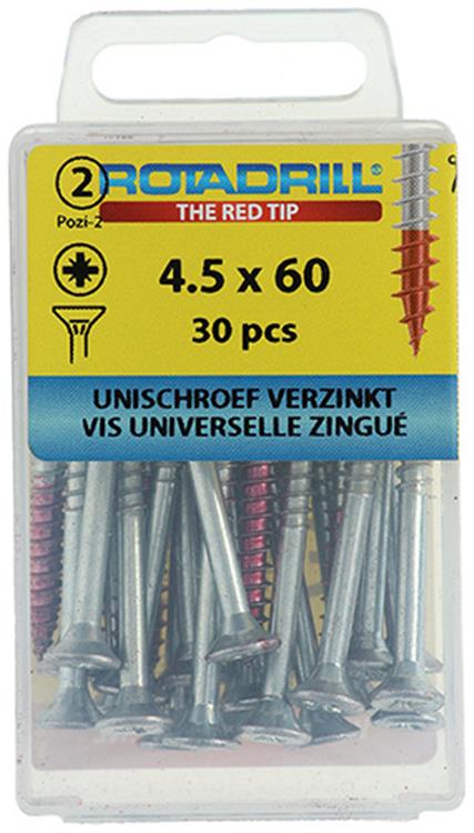Rotadrill 1039805 - vis universelle vk pzd vz 4,5x60mm (30) | 6 pièces