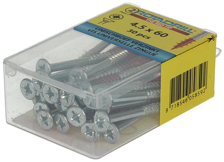 Rotadrill 1039805 - vis universelle vk pzd vz 4,5x60mm (30) | 6 pièces