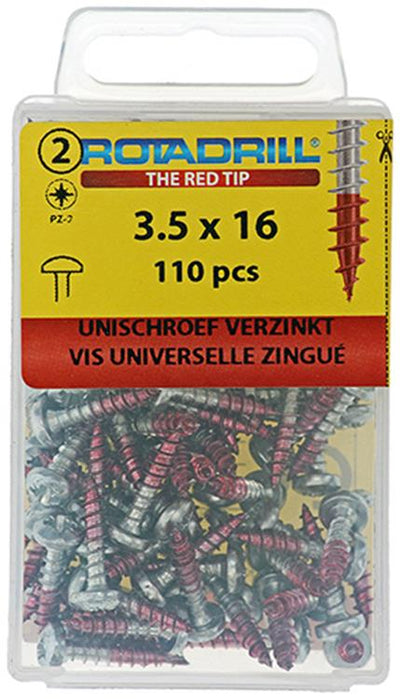 Rotadrill 1039826 - vis universelle ck pzd vz 3,5x16mm (110) | 6 pièces