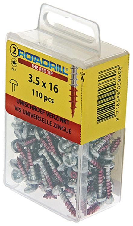 Rotadrill 1039826 - vis universelle ck pzd vz 3,5x16mm (110) | 6 pièces