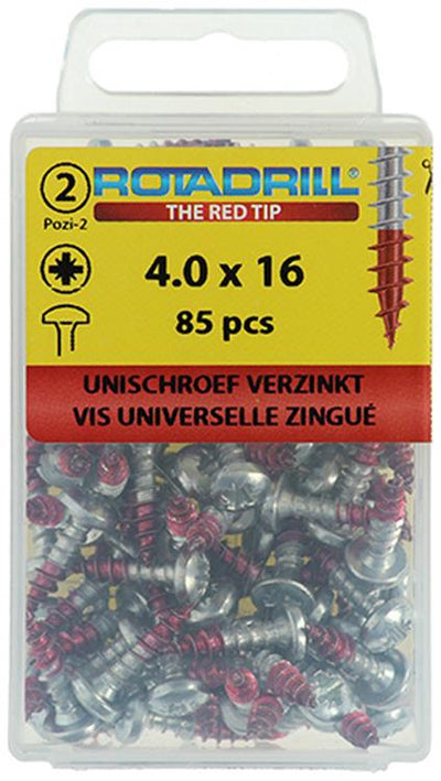 Rotadrill 1039828 - vis universelle ck pzd vz 4.0x16mm (85) | 6 pièces