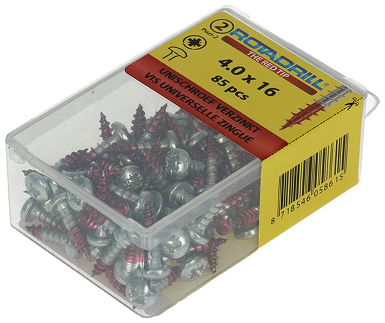 Rotadrill 1039828 - vis universelle ck pzd vz 4.0x16mm (85) | 6 pièces