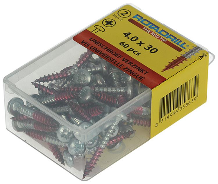 Rotadrill 1039830 - vis universelle ck pzd vz 4.0x30mm (60) | 6 pièces