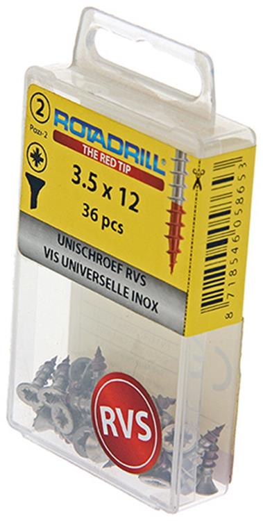 Rotadrill 1039864 - vis universelle vk pzd inox-a2 3,5x12mm (36) | 6 pièces