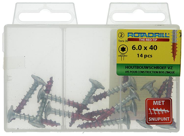 Rotadrill 1039917 - vis pour construction en bois tête bombée vz tx 6,0x40mm (14) | 6 pièces