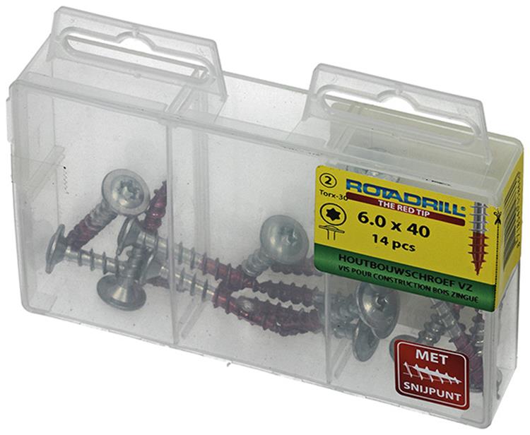 Rotadrill 1039917 - vis pour construction en bois tête bombée vz tx 6,0x40mm (14) | 6 pièces