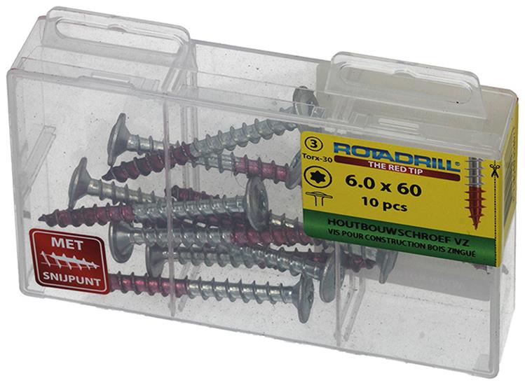 Rotadrill 1039918 - vis construction bois tête bombée vz tx 6.0x60mm (10) | 6 pièces