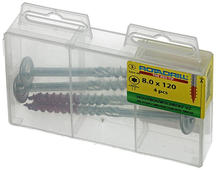 Rotadrill 1039922 - vis pour construction en bois tête bombée vz tx 8.0x120mm (4) | 6 pièces
