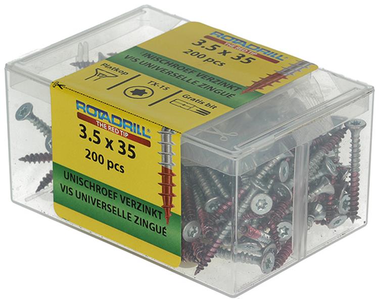 Rotadrill 1039990 - vis universelle vktx vz 3,5x35mm (200) | 4 pièces