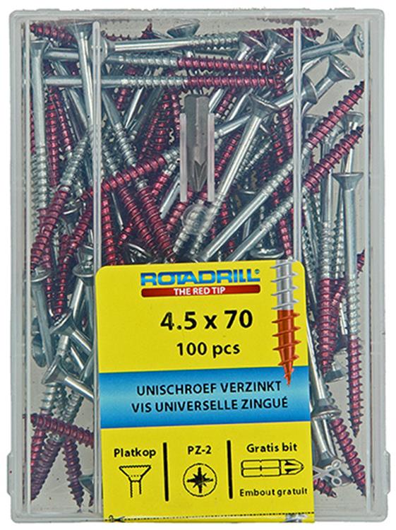 Rotadrill 1040026 - vis universelle vkpzd vz 4,5x70mm (100) | 4 pièces