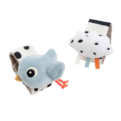 Fait par le poignet de cerf Rattle Happy Clouds Blue, 2e.