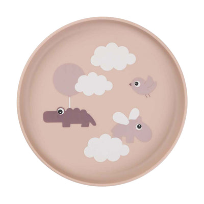 Fait par plaque de compartiment de cerf nuages ​​heureux rose