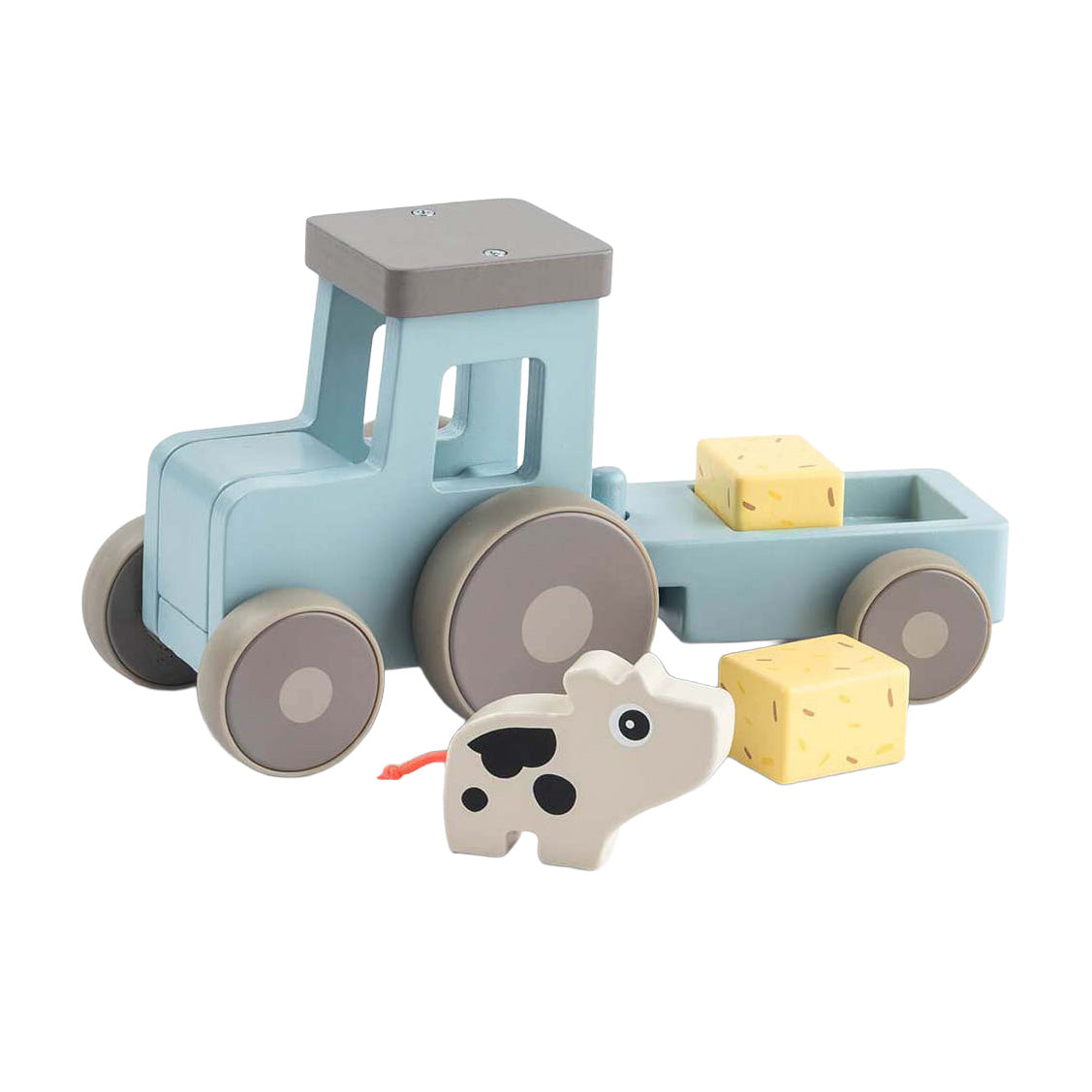 Fait par des cerfs minuscules tracteur en bois de la ferme Dotti Blue
