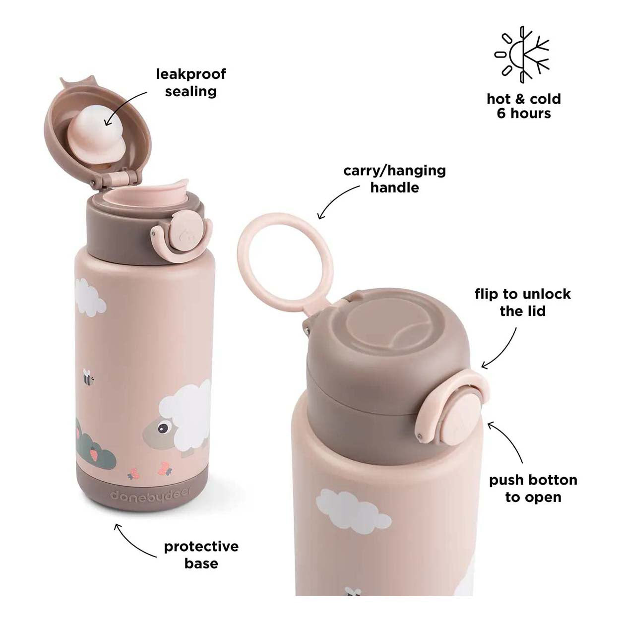 Fait par des cerfs isolés bouteille de boisson minuscule ferme - rose