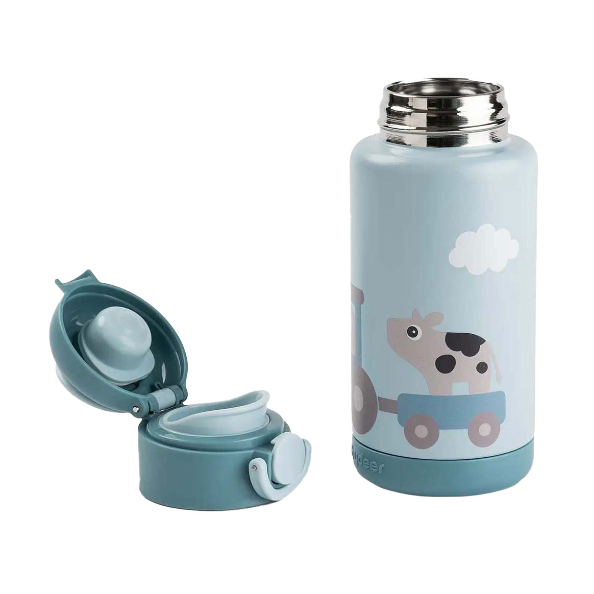 Fait par des cerfs isolés bouteille de boisson minuscule ferme - bleu