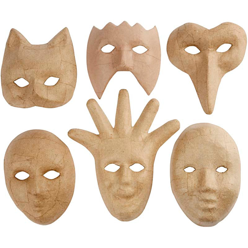Masques d'entreprise Creativ, h: 12-21 cm, 6 pièces 1 boîte