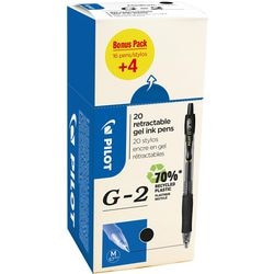 Stylo roller gel pilot g-2 07 noir 20 pièces