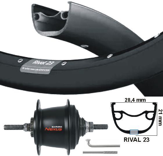 KGS Roue arrière 28 pouces 622 Black en acier inoxydable Nexus 7