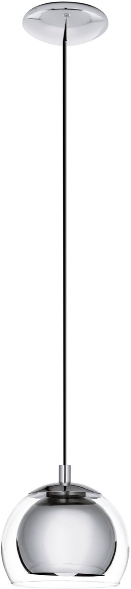 Lampe à suspension Eglo rocamar - e27 - 1 lumière - ø19 cm - verre - gris argent