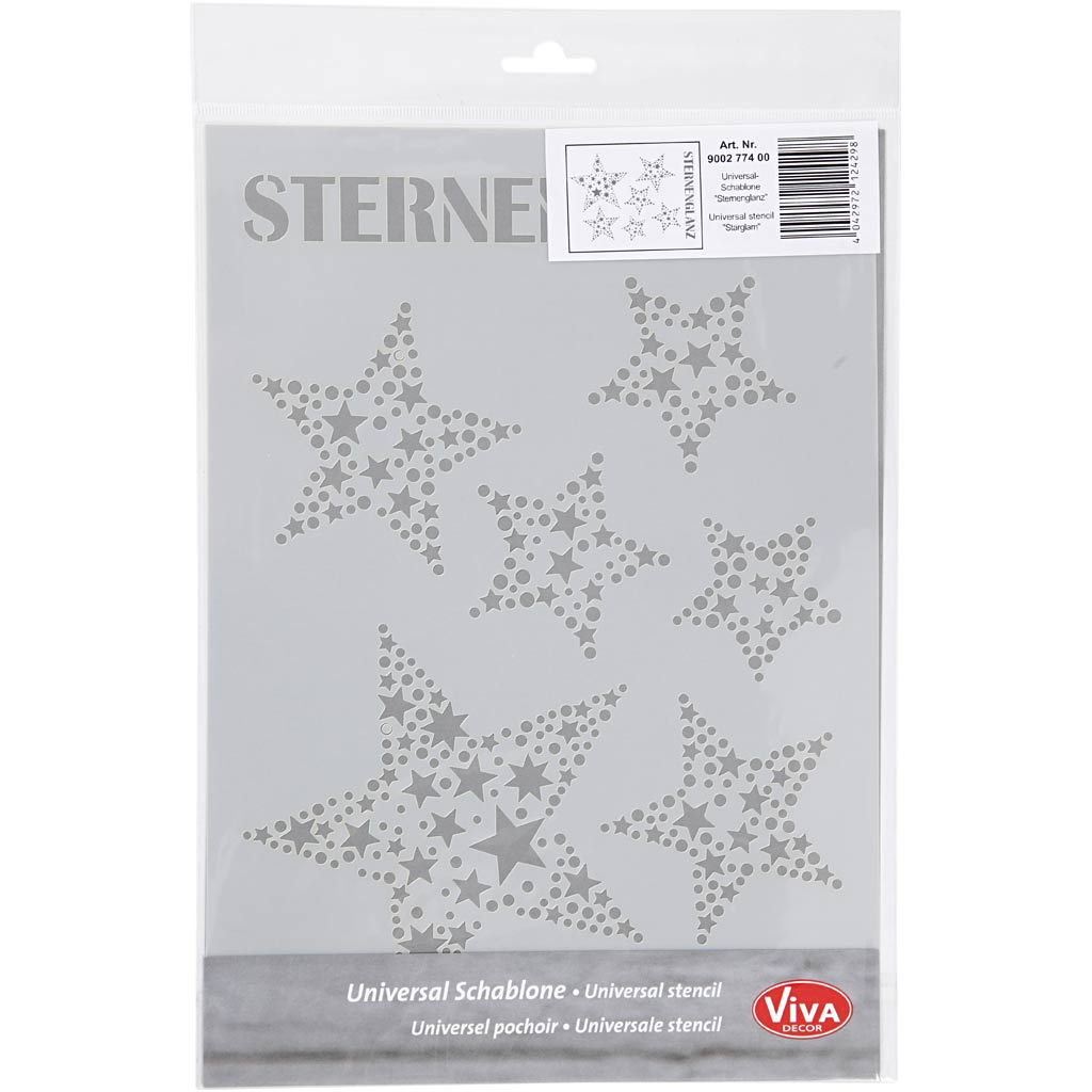 Template flexible de la décoration Viva, étoiles, A4, Vel 210x297 mm, 1 pièce