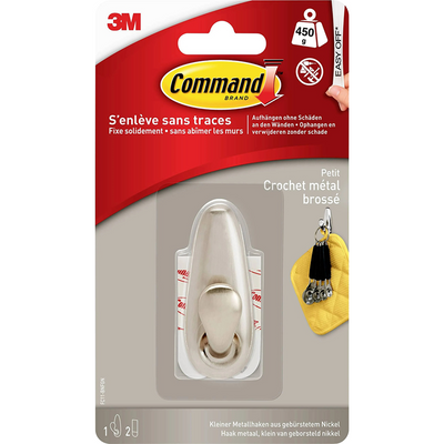 3m 1069947 - command™ petit crochet métallique en nickel classique pour toujours fc11-bn | 6 pièces