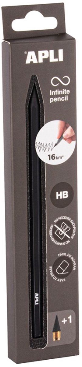 Crayon pour enfants Apli noir, écriture sans fin, durable.