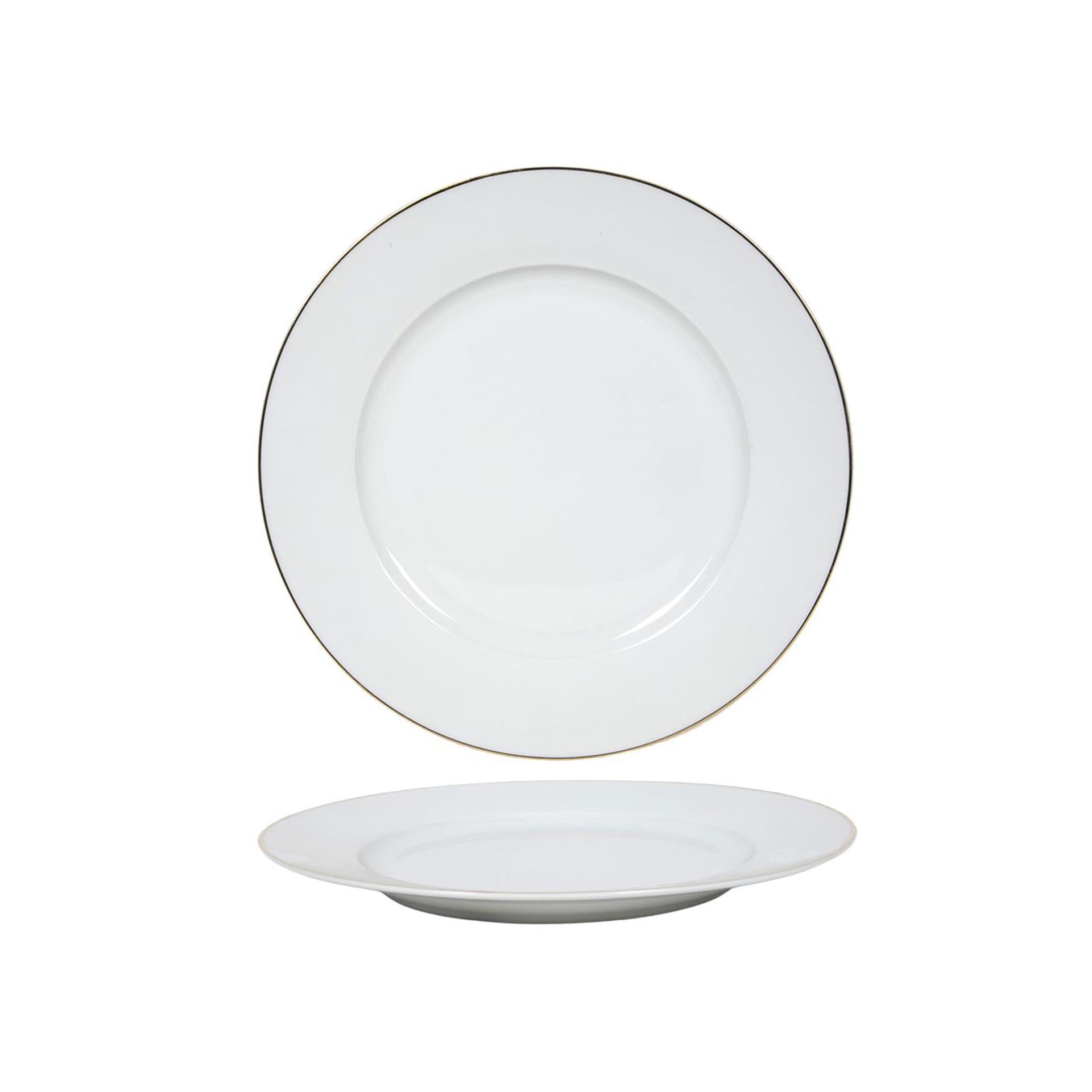 Assiette bord or blanc ø27cm boîte de 6