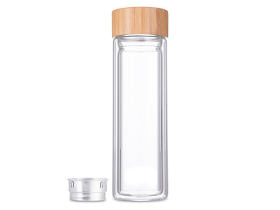 Bouteille en verre à double paroi Svenska Living avec passoire en acier inoxydable