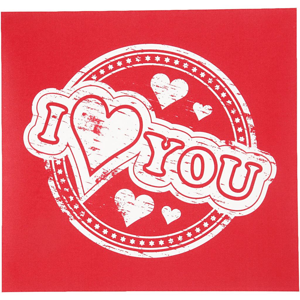 Pochoir d'écran, je t'aime, feuille 20x22 cm, 1 feuille